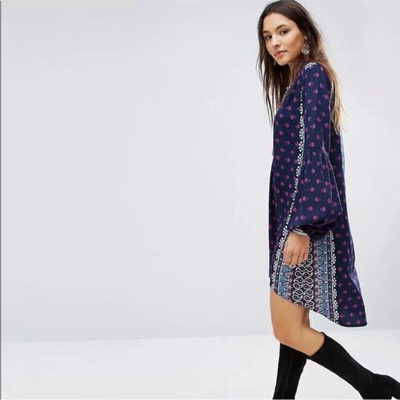 NWT Raga Womens Blue Printed Polyester V-Neck The Megan Tunic Dress Size M - Picture 3 of 11